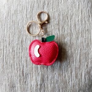 NEW Bag Charm Red Puffy Apple Keychain